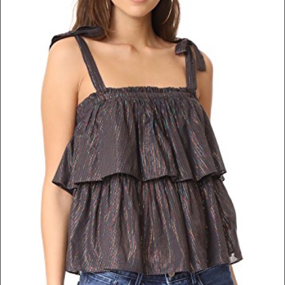 Rebecca Taylor Metallic Lurex Rainbow Stripe Top - Picture 2 of 8